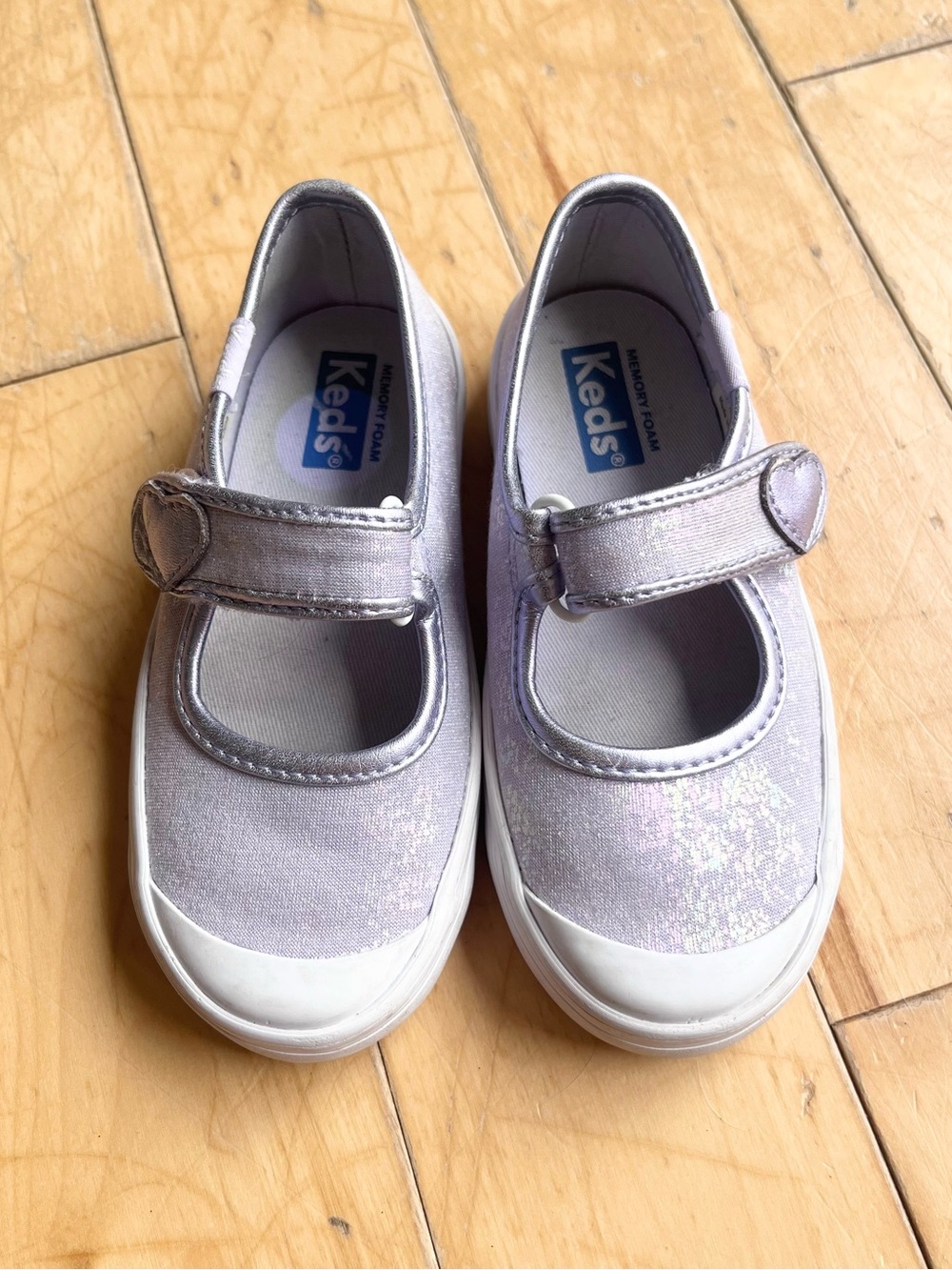 Keds Toddler Girls Glitter Mary Jane Heart Velcro Purple Sneakers Size 8